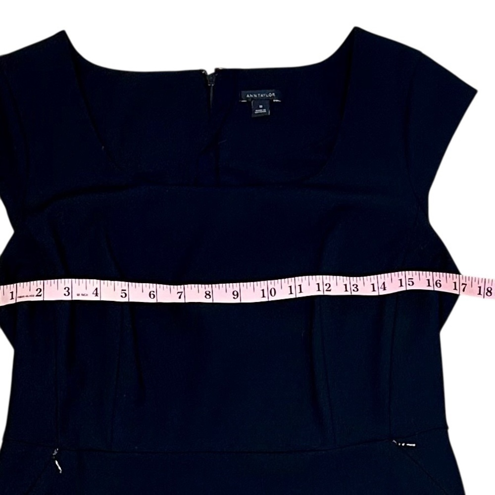 Ann Taylor Black Midi Dress with Cap Sleeves Size 10 - Picture 11 of 13